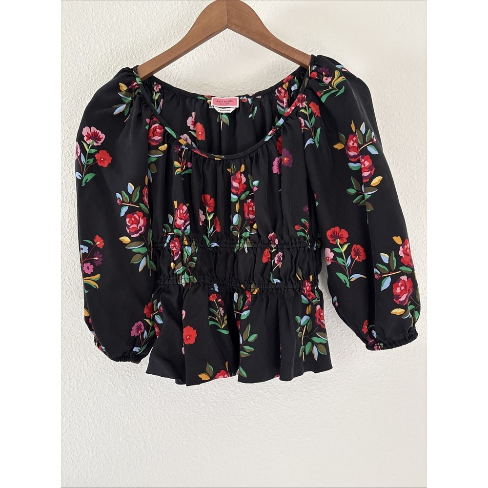 KATE SPADE Floral Riviera Top Colorful Silk Blend  Size‎ S Boho